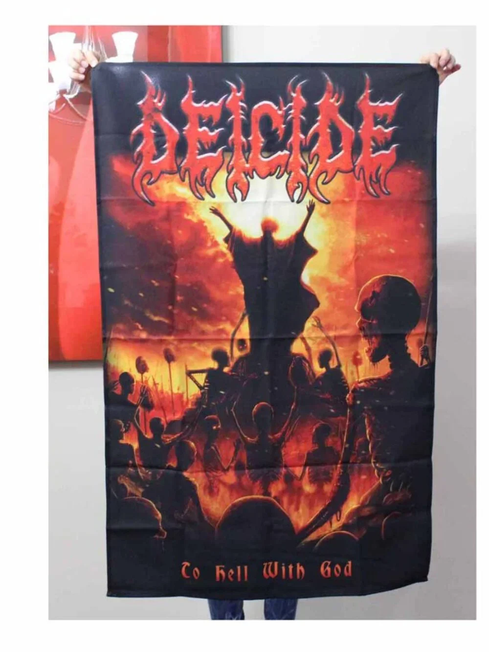 Deicide To Hell With God Tapestry Fabric Cloth Poster Flag Wall Banner Box 3
